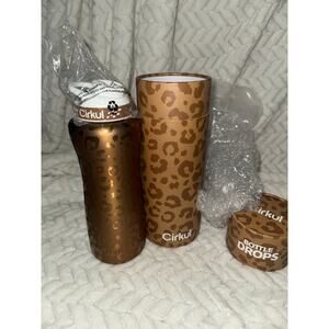 Cirkul Brown Leopard Print Tumbler Bottle Set w/ Lid & Bottle Drops Sleeve
